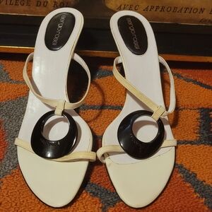 SERGIO ROSSI BLACK and white LEATHER HEELS